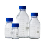Butelki laboratoryjne ze szkła Simax z zakrętką - przeźroczyste - o poj. 50 ml - 20 l - s-2071 - butelka-laboratoryjna-ze-szkla-simax - przezroczysta - 100-ml - 56-x-105-mm - gl-45 - 1-szt