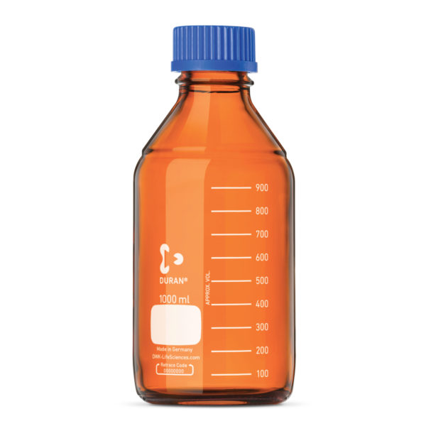 Butelki laboratoryjne ze szkła Duran z zakrętką - oranżowe - o poj. 10 ml - 10 l