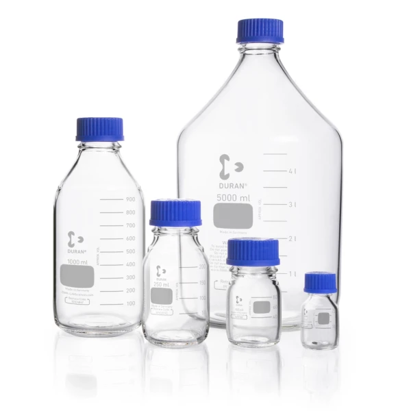 Butelki laboratoryjne ze szkła Duran z zakrętką - o poj. 10 ml - 20 l