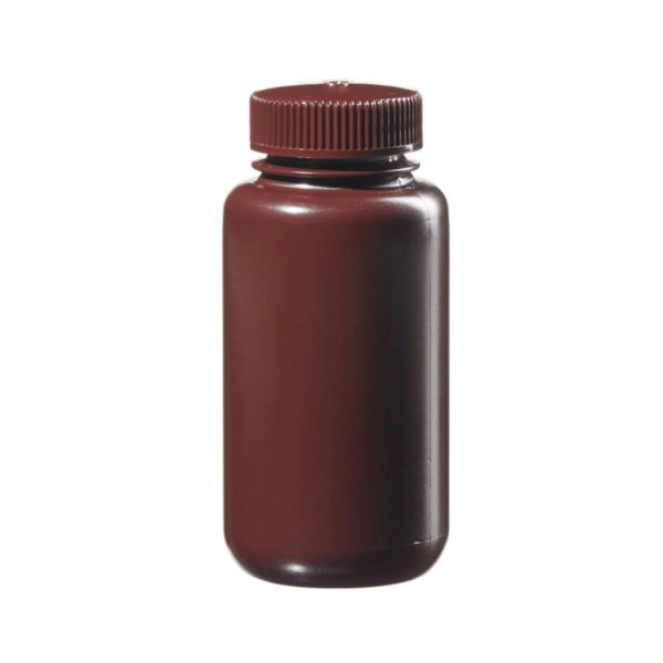 Butle z tworzywa HDPE z nakrętką szeroka szyjka kolor brązowy 250 ml