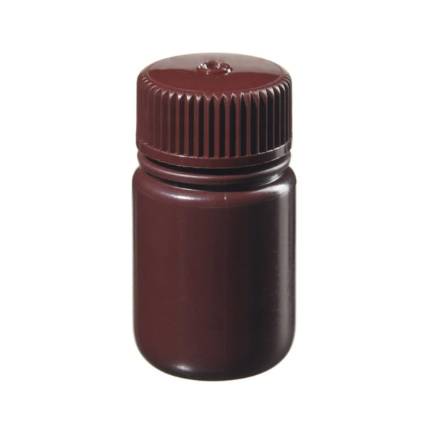 Butle z tworzywa HDPE z nakrętką szeroka szyjka kolor brązowy 30 ml