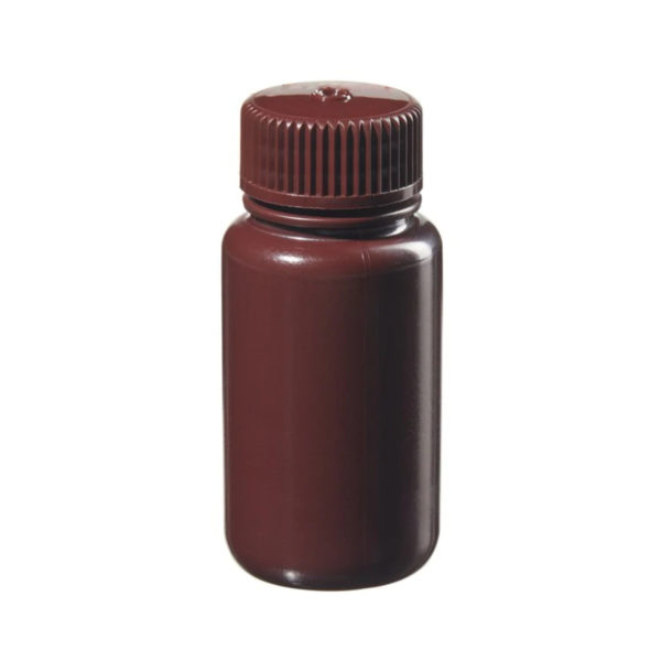 Butle z tworzywa HDPE z nakrętką szeroka szyjka kolor brązowy 60 ml