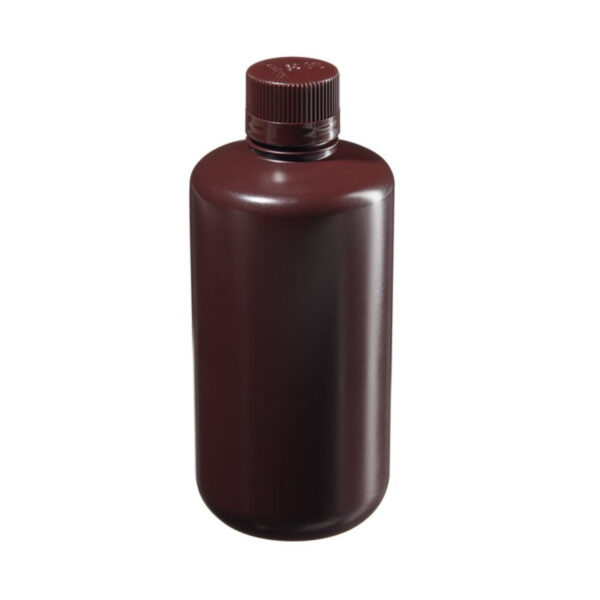 Butle z tworzywa HDPE z nakrętką wąska szyjka kolor brązowy 1000 ml