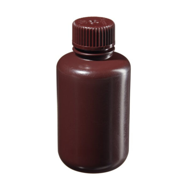 Butle z tworzywa HDPE z nakrętką wąska szyjka kolor brązowy 125 ml