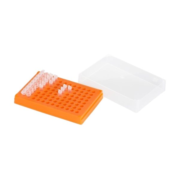 Pudełka 96-miejscowe na probówki PCR - 5 szt. - pomarańczowe