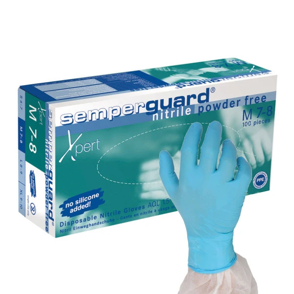 Rękawice nitrylowe Semperguard® Nitrile Xpert - jednorazowe - bezpudrowe - b-1469 - rekawice-nitrylowe-semperguard-nitrile-xpert-chlorowane - bezpudrowe - teksturowane - s - niebieskie - 100-szt