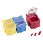 Mikromieszadełka magnetyczne w zestawie, w pudełkach - 6-1997 - mikromieszadelka-magnetyczne-w-zestawie - czerwony-niebieski-zolty - 5-x-2-mm-7-x-2-mm-10-x-3-mm - 9-szt