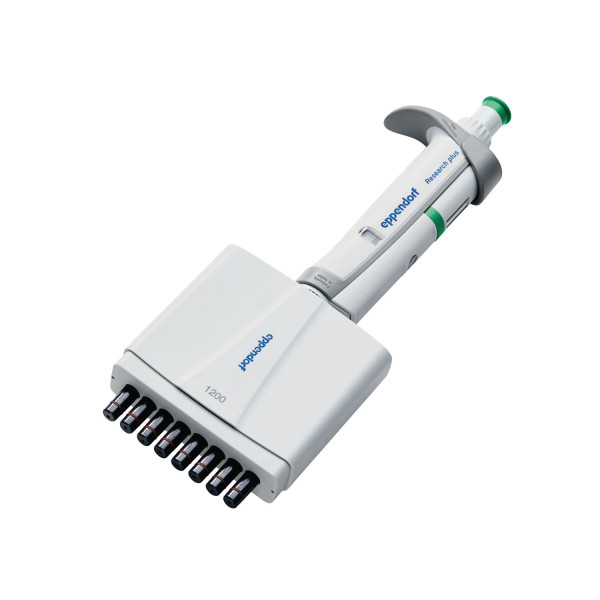 Pipety 8-kanałowe Eppendorf Research® plus - k-5464 - pipeta-research-plus-8-kanalowa - 8-kanalowa - 120-1200-%c2%b5l-2 - zielony - 3125-000-214