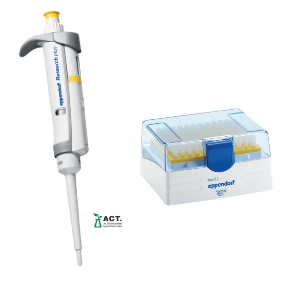 Pipety jednokanałowe Eppendorf Research® plus - regulowana pojemność - k-5435 - pipeta-research-plus-2 - 10-100-%c2%b5l - zolty - 3123-000-047