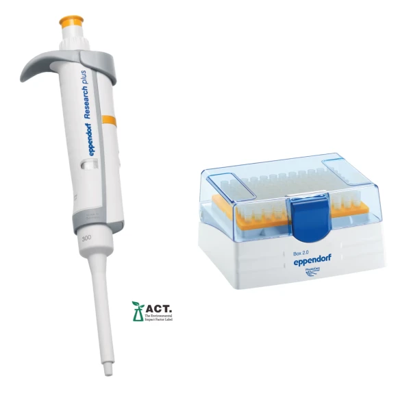 Pipety jednokanałowe Eppendorf Research® plus - regulowana pojemność - k-5437 - pipeta-research-plus-2 - 30-300-%c2%b5l - pomaranczowy - 3123-000-101
