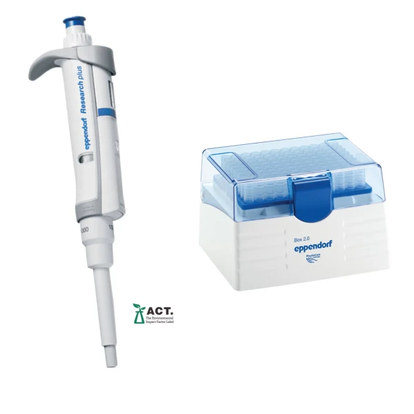 Pipety jednokanałowe Eppendorf Research® plus - regulowana pojemność - k-5438 - pipeta-research-plus-2 - 100-1000-%c2%b5l - niebieski - 3123-000-063