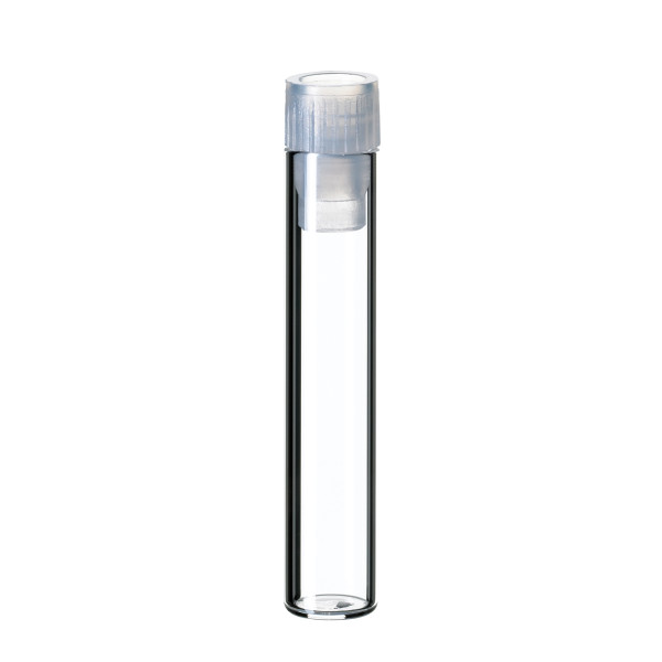 Fiolki z płaskim dnem, z korkiem z PE - 7-0737 - fiolki-z-plaskim-dnem - 7332 - bezbarwne - 1-ml - 40-x-82-mm-2 - korek-o-sr-8-mm - 100-szt