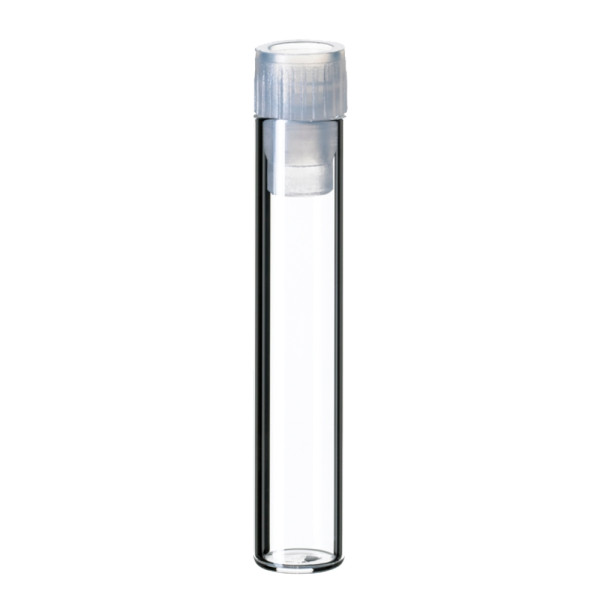 Fiolki z płaskim dnem, z korkiem z PE - 7-0739 - fiolki-z-plaskim-dnem - z-wsuwana-blokada - bezbarwne - 1-ml - 40-x-82-mm-2 - korek-o-sr-8-mm - 100-szt