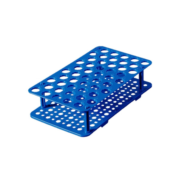 Statywy z PP na probówki typu Falcon - b-0326 - statyw-na-probowki-typu-falcon-o-poj-15-ml - niebieski - 50-miejsc - 213-x-130-x-50-mm - 1-szt