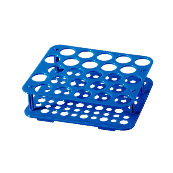 Statywy z PP na probówki typu Falcon - b-0327 - statyw-na-probowki-typu-falcon-o-poj-50-ml - niebieski - 25-miejsc - 200-x-170-x-52-mm - 1-szt