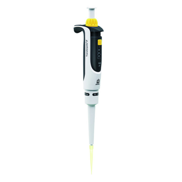 Pipety jednokanałowe Transferpette® S - zmienna pojemność - k-2126 - pipeta-transferpette-s - d-100 - zolty - 10-100-%c2%b5l - 01-%c2%b5l - 705874