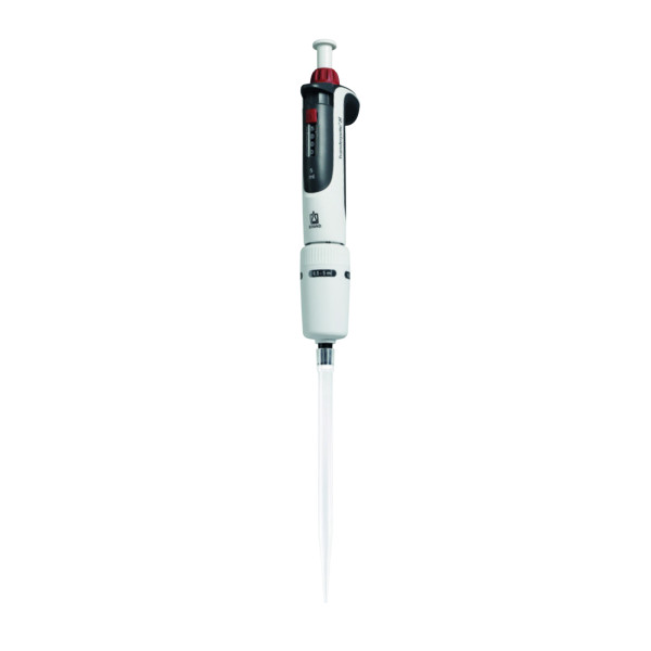 Pipety jednokanałowe Transferpette® S - zmienna pojemność - k-2129 - pipeta-transferpette-s - d-5000 - czerwony - 500-5000-%c2%b5l - 5-%c2%b5l - 705882
