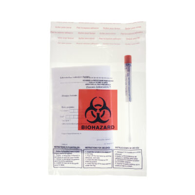 Worki na próbki z logo Biohazard – z kieszenią na dokumenty