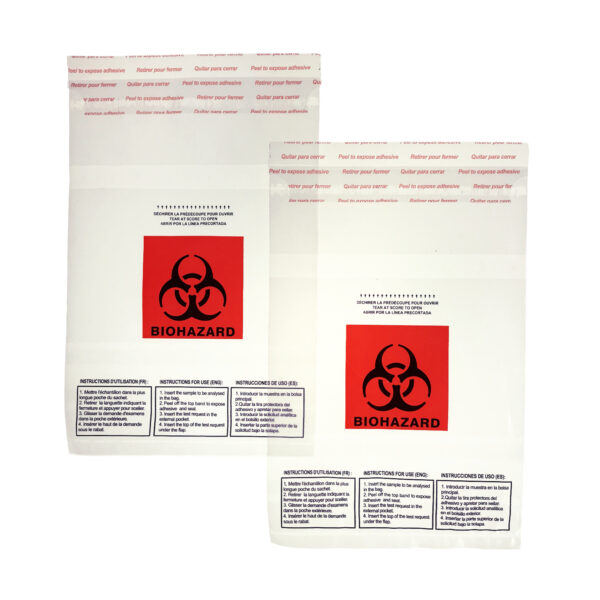 Worki na próbki z logo Biohazard – z kieszenią na dokumenty 1