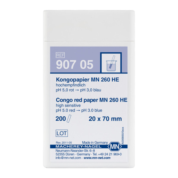 Papierki wskaźnikowe bez skali barw - m-3504 - papierki-kongo-mn-260-he - ph-50-30 - czerwony-niebieski - pudelko - 8559 - 200-szt