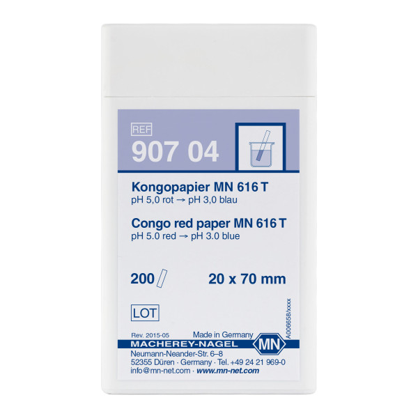 Papierki wskaźnikowe bez skali barw - m-3503 - papierki-kongo-mn-616-t - ph-50-30 - czerwony-niebieski - pudelko - 8559 - 200-szt