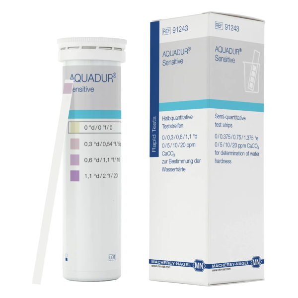 Paski wskaźnikowe Aquadur® - do pomiaru twardości wody - m-3580 - paski-wskaznikowe-aquadur - sensitive - pudelko - 50-szt