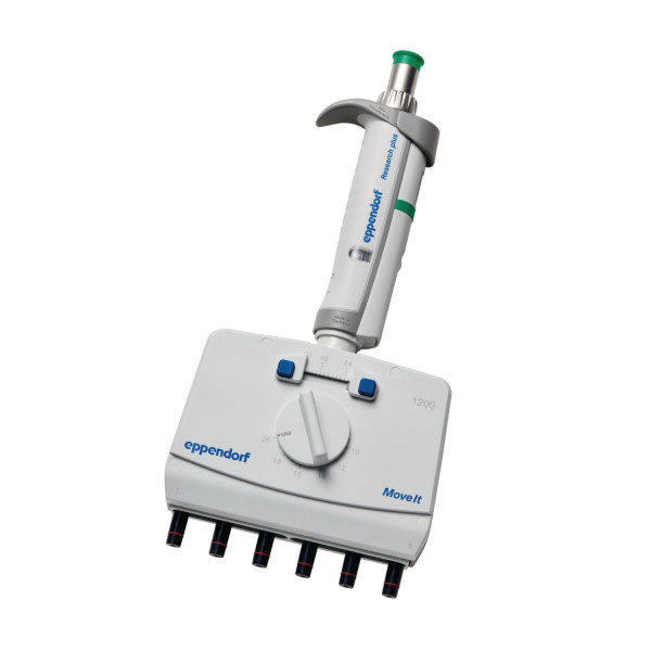 Pipety wielokanałowe Eppendorf Research® plus Move It® - k-7314 - pipeta-research-plus-move-it - 6-kanalowa - 120-1200-%c2%b5l-2 - ciemnozielony - ept-i-p-s - 9-20-mm - 3125-000-192