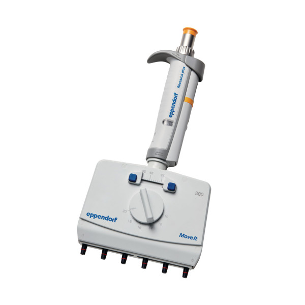 Pipety wielokanałowe Eppendorf Research® plus Move It® - k-7313 - pipeta-research-plus-move-it - 6-kanalowa - 30-300-%c2%b5l - pomaranczowy - ept-i-p-s - 9-20-mm - 3125-000-168