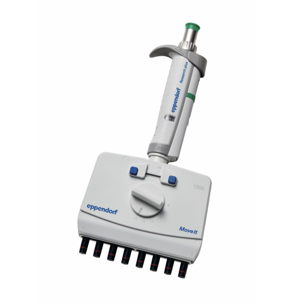 Pipety wielokanałowe Eppendorf Research® plus Move It® - k-7324 - pipeta-research-plus-move-it - 8-kanalowa - 120-1200-%c2%b5l-2 - ciemnozielony - ept-i-p-s - 9-14-mm - 3125-000-206