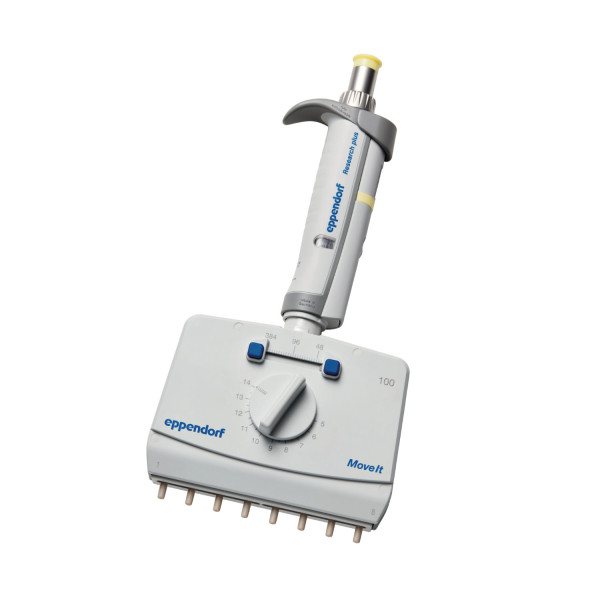 Pipety wielokanałowe Eppendorf Research® plus Move It® - k-7322 - pipeta-research-plus-move-it - 8-kanalowa - 5-100-%c2%b5l - jasnozolty - ept-i-p-s-384 - 45-14-mm - 3125-000-133