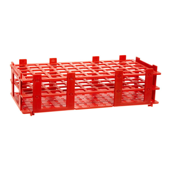 Statywy Plastibrand z PP na probówki o śr. 13-30 mm - k-6121 - statyw-plastibrand-z-pp - 16-mm - 5-x-11 - 55-miejsc - czerwony