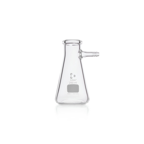 Kolby Erlenmeyera z króćcem ze szkła Duran - g-2732 - kolba-filtracyjna - stozkowa - z-oliwka-szklana - 250-ml - 34-mm - 85-mm - 155-mm