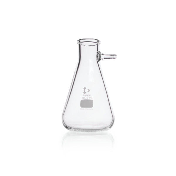 Kolby Erlenmeyera z króćcem ze szkła Duran - g-2734 - kolba-filtracyjna - stozkowa - z-oliwka-szklana - 1000-ml - 45-mm - 135-mm - 230-mm