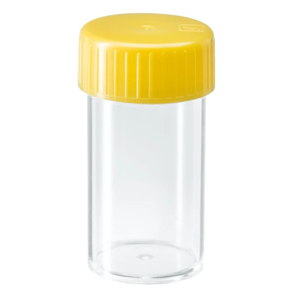 Probówki płaskodenne - z zakrętką - poj. 5 ml - 120 ml - j-0335 - probowki-plaskodenne-z-ps - 25-ml - 27-x-54-mm - zolta - sterylny - worek - 50-szt - 60-9922-115