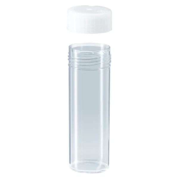 Probówki płaskodenne z PC - z zakrętką z PP - poj. 7 ml - 30 ml - j-0348 - probowki-plaskodenne-z-pc - 30-ml - 27-x-80-mm - bezbarwna - niesterylny - worek - 500-szt - 60-9922-212