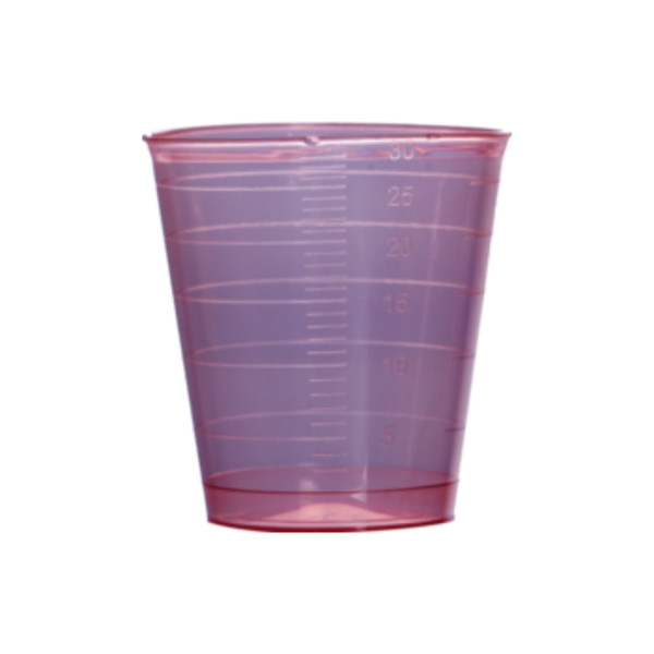 Kubki z PP na próbki - bez pokrywki - poj. 30 ml - j-0712 - kubki-z-pp-na-probki-ze-skala - 30-ml - 37-x-41-mm - czerwony - 50-x-75-szt - 3750-szt - 75-1337-502