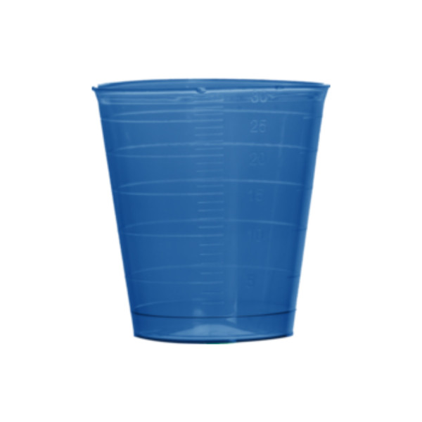 Kubki z PP na próbki - bez pokrywki - poj. 30 ml - j-0715 - kubki-z-pp-na-probki-ze-skala - 30-ml - 37-x-41-mm - niebieski - 50-x-75-szt - 3750-szt - 75-1337-506