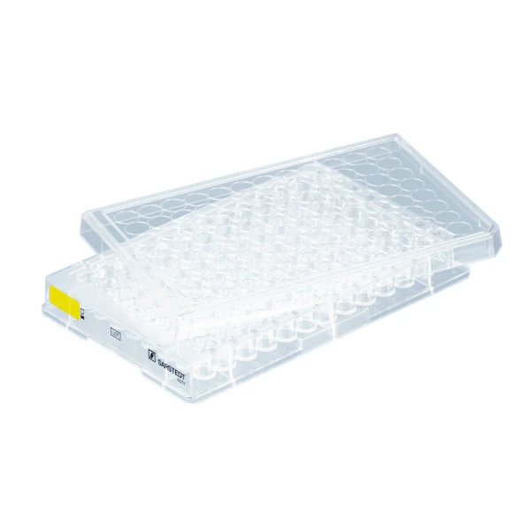 Płytki mikrotestowe Cell⁺ do hodowli adherentnej - z pokrywkami - j-4425 - plytki-mikrotestowe-cell - 96-dolkow - f-ksztaltne - 029-cm%c2%b2 - tc-tested - 50-szt - 83-3924-300
