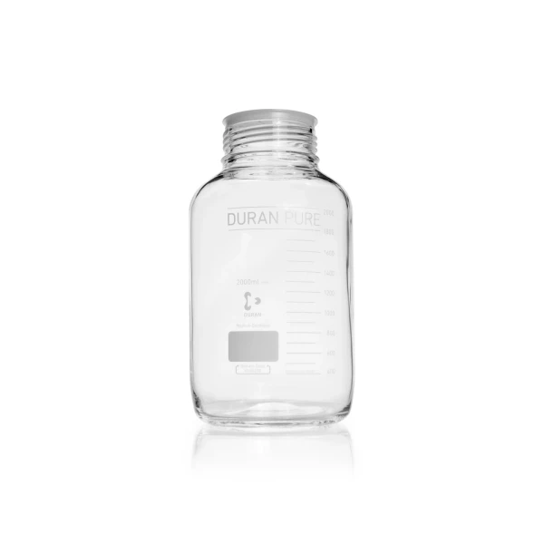 Butelki laboratoryjne Duran PURE - bez zakrętki - bezbarwne - gwint GLS80 - g-1903 - butelka-duran-pure-z-szeroka-szyja - bez-zakretki - 2000-ml - 136-x-248-mm - gls80