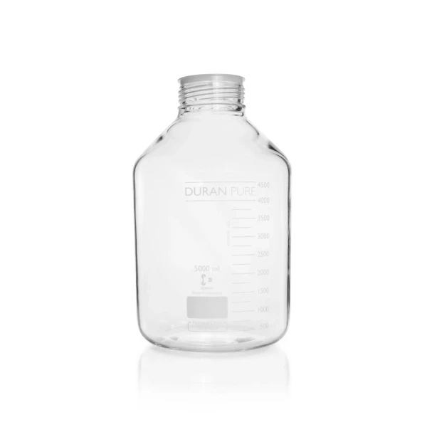 Butelki laboratoryjne Duran PURE - bez zakrętki - bezbarwne - gwint GLS80 - g-1905 - butelka-duran-pure-z-szeroka-szyja - bez-zakretki - 5000-ml - 182-x-310-mm - gls80