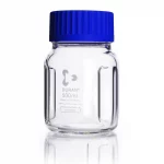 Butelki laboratoryjne ze szkła Duran z szeroką szyją - z 3 przegrodami - gwint GLS80 - g-1861 - butelka-duran-z-3-przegrodami - z-zakretka - 500-ml - 101-x-153-mm - gls80