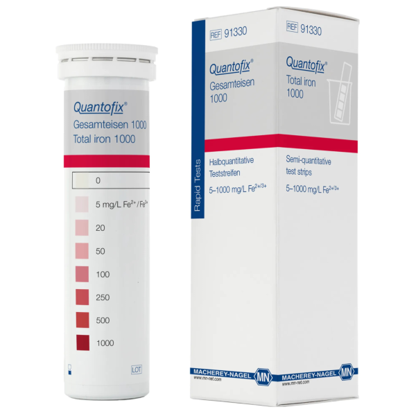 Papierki do ozn. półilościowych Quantofix - Żelazo - m-3872 - paski-do-ozn-polilosciowych-quantofix-zelazo-1000 - bialy-ciemnoczerwony - 100-szt
