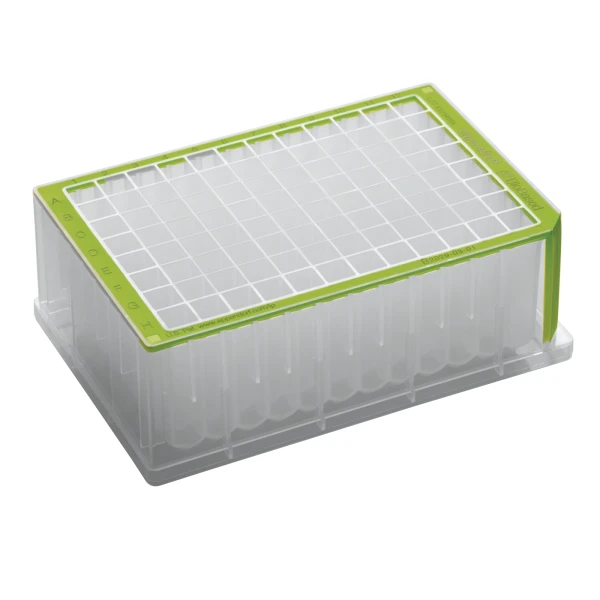 Płytki Deepwell BioBased 96-dołkowe - k-8876 - plytki-deepwell-biobased - 96-dolkow - 2000-%c2%b5l - zielony - pcr-clean-protein-free - 5-x-4-szt - 20-szt - 0030-501-020