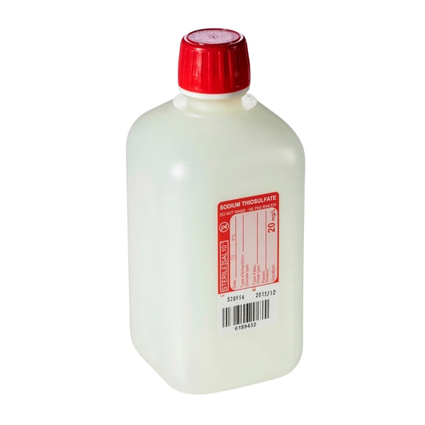 Butelki czworokątne z HDPE z zamknięciem samoplombującym - z tiosiarczanem sodu - e-6927 - butelki-czworokatne-z-hdpe - 500-ml - 22-mm - zakretka-samoplombujaca-z-uszczelka - 20-mg-l - sterylny - pak-ind - 100-szt - hfc520-02