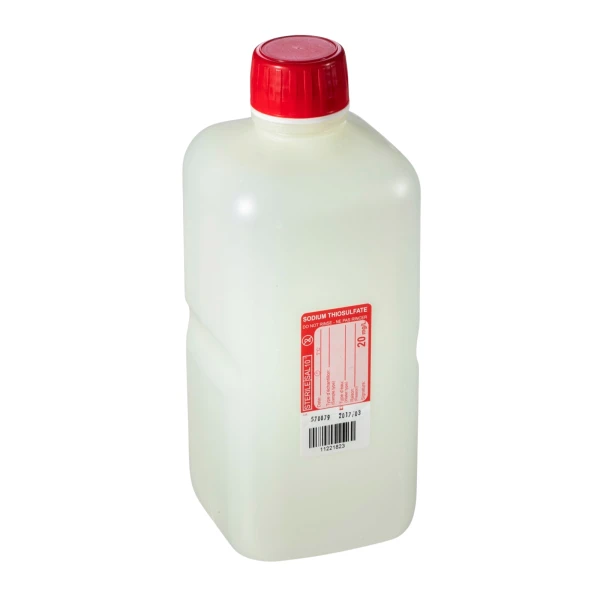 Butelki czworokątne z HDPE z zamknięciem samoplombującym - z tiosiarczanem sodu - e-6928 - butelki-czworokatne-z-hdpe - 1000-ml - 28-mm - zakretka-samoplombujaca-z-uszczelka - 20-mg-l - sterylny - zbiorcze - 77-szt - hfc1000-50