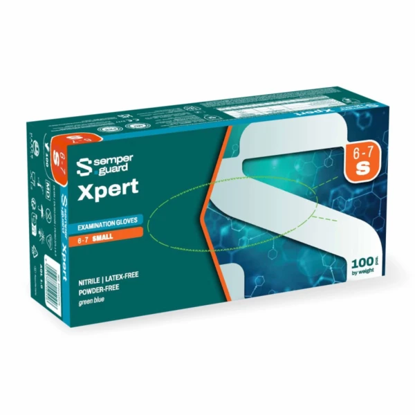 Rękawice nitrylowe Semperguard® Nitrile Xpert - b-1439 - rekawice-nitrylowe-semperguard-nitrile-xpert - bezpudrowe - teksturowane - s - niebieskie - 100-szt