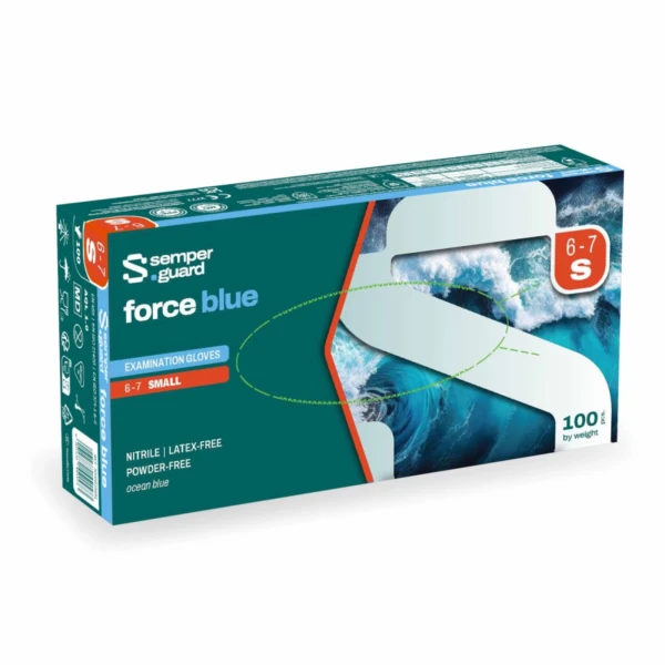 Rękawice nitrylowe Semperguard® Force blue - b-3870 - rekawice-nitrylowe-semperguard-force-blue - bezpudrowe - teksturowane-palce - niebieskie - s - 100-szt