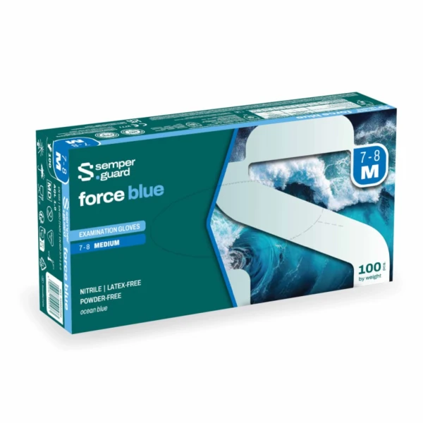 Rękawice nitrylowe Semperguard® Force blue - b-3871 - rekawice-nitrylowe-semperguard-force-blue - bezpudrowe - teksturowane-palce - niebieskie - m - 100-szt
