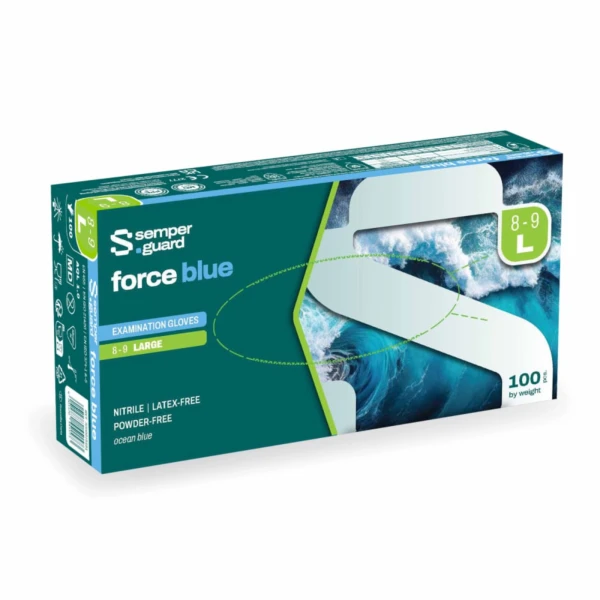 Rękawice nitrylowe Semperguard® Force blue - b-3872 - rekawice-nitrylowe-semperguard-force-blue - bezpudrowe - teksturowane-palce - niebieskie - l - 100-szt