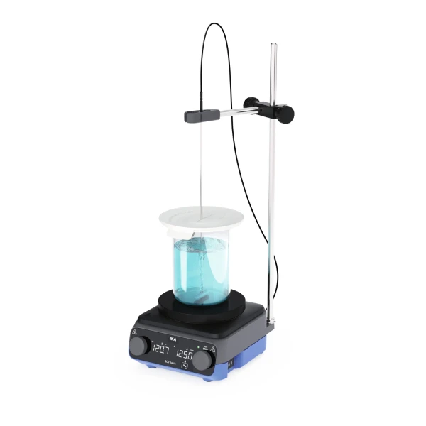 Mieszadło magnetyczne z grzaniem RCT basic ready‑to‑go Solution - zestaw - k-1019 - rct-basic-anodized-ready-to-go-solution - z-grzaniem - 50-1500-obr-min - 310c-2 - anodowane-aluminium - z-czujnikiem-temp-pt-1000-60m-uchwytami-h-48-i-h-80-kolumna-h-16-v-pokrywa-bc-1000 - 0010016471